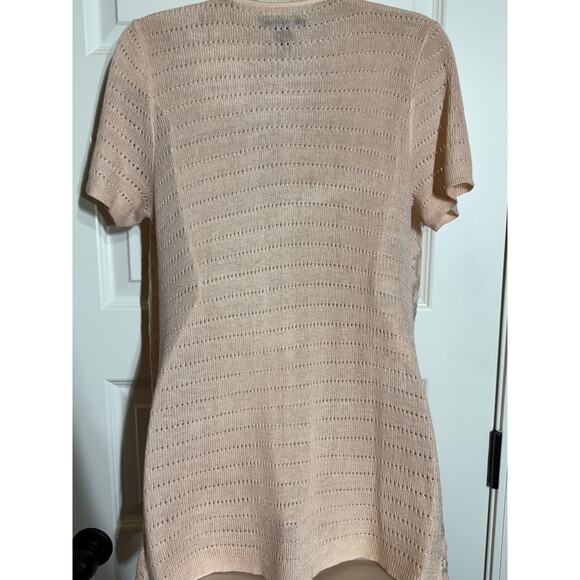 Style & Co Short Sleeve Open Knit Peach Cardigan, Women's Size M - Picture 5 of 6